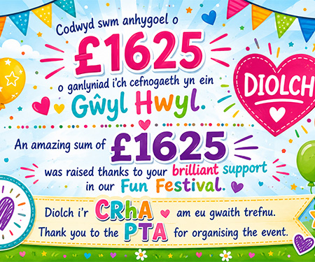 Fun Festival poster saying they raised £1625